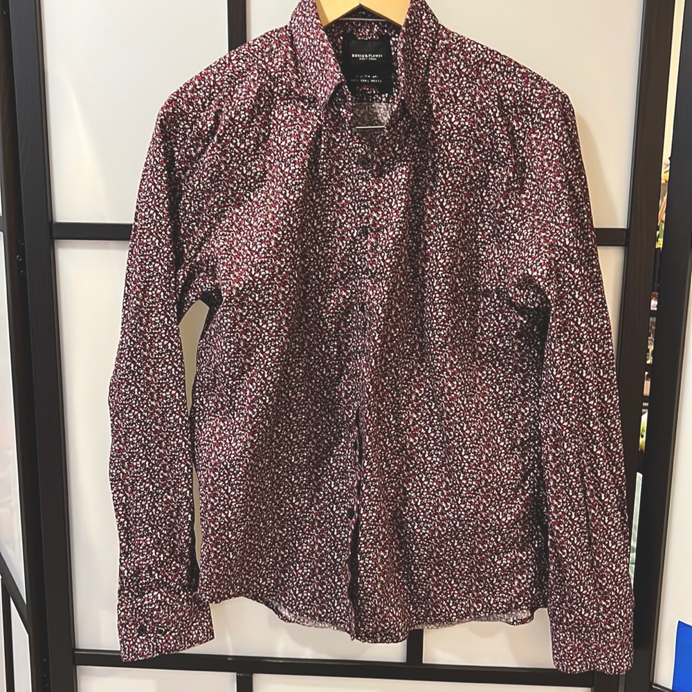 Denim & flower dress shirt